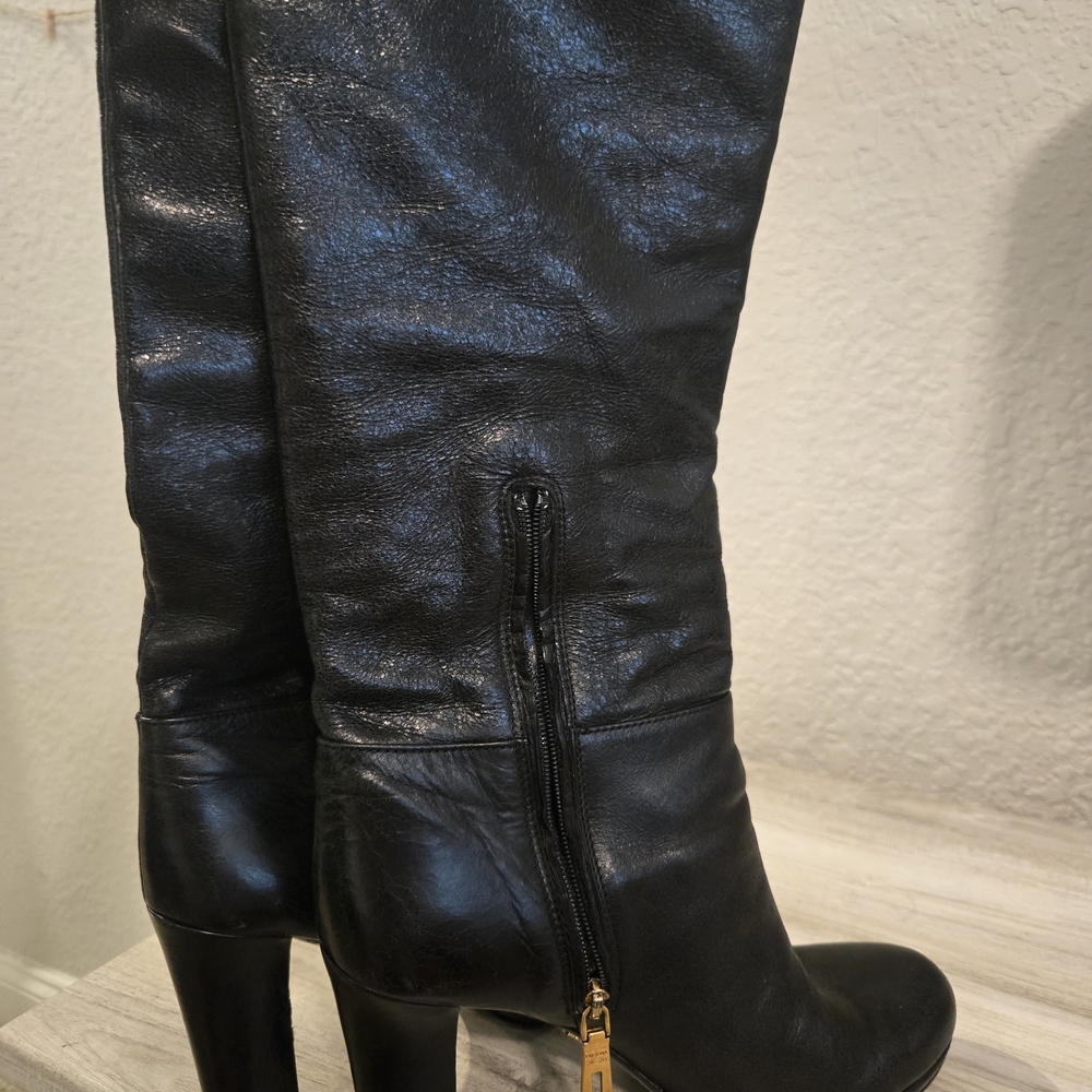 Prada Black Over the Knee Leather Boots - Picture 5 of 7
